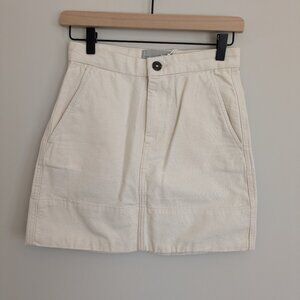 NWT 100% Cotton Everlane Canvas Stamp Skirt Bone